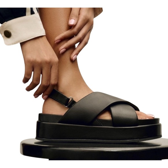 Anthropologie Shoes - Silent D Anthropologie Pier Platform‎ Black Leather Sandal SZ: 37 EU 6.5-7 US